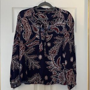 Ella Moss Navy and White Paisley Blouse